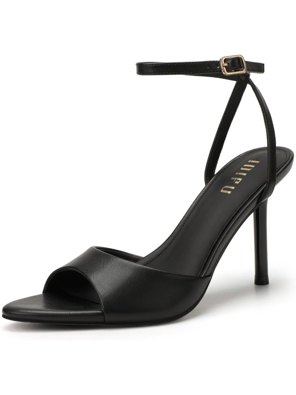 Women's Black Stiletto Sexy 3.5-Inch Kitten Ankle Strap Peep Toe Heeled Sandals